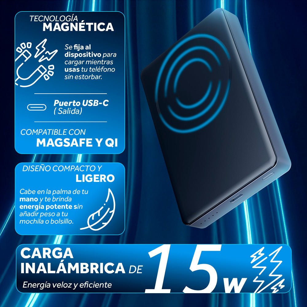 Power Bank Inalámbrica Magnética PB10M Select Power Pila Externa 10000mAh 15W USB - C Slim Magsafe - Selectsound.com.mx