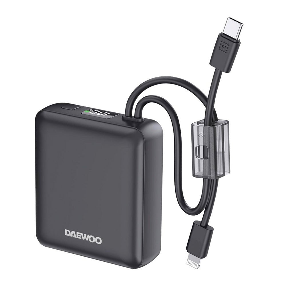 Power Bank Mini PB - 10M - DW Daewoo Pila Externa 10000mAh Con Cable USB - C y Lightning - Selectsound.com.mx
