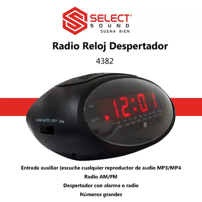 Radio Reloj DespertadorReproductor MP3/MP4 Radio Am/Fm 4382 - Selectsound.com.mx