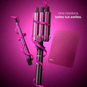 ⭐Rizador Waflera DW - RZ2 Daewoo 3 en 1 de Barriles Rizador Triple Wave + Ferro Intercambiable - Selectsound.com.mx