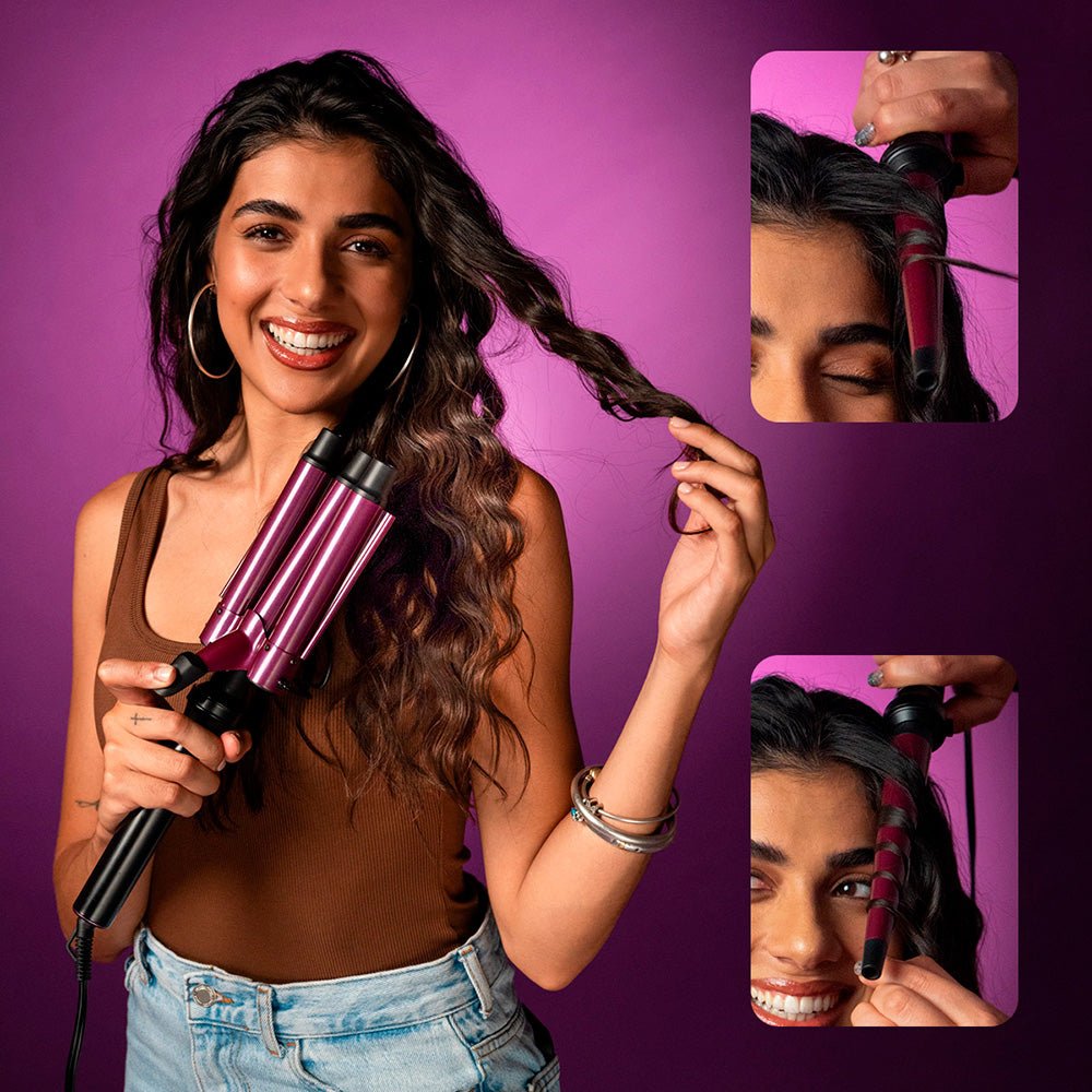 ⭐Rizador Waflera DW - RZ2TZ Daewoo 3 en 1 de Barriles + Ferro Intercambiable - Selectsound.com.mx