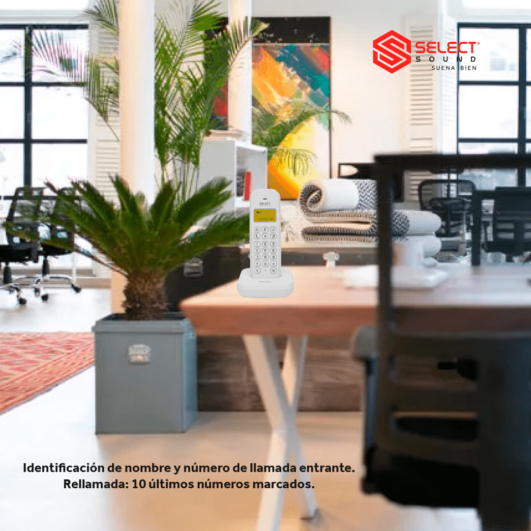Teléfono Fijo Inalámbrico Select Sound 8033 con Manos Libres e Identificador de Llamadas Para Oficina Escritorio Despertador - Selectsound.com.mx