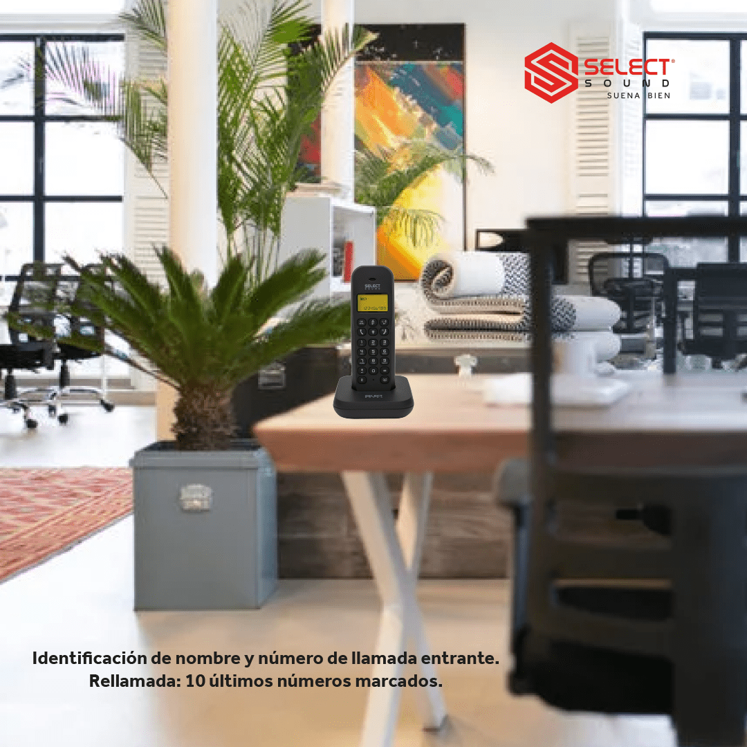 Teléfono Fijo Inalámbrico Select Sound 8033 con Manos Libres e Identificador de Llamadas Para Oficina Escritorio Despertador - Selectsound.com.mx