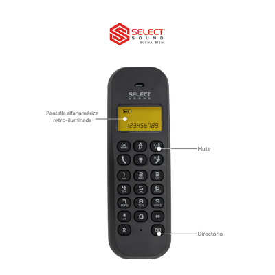 Teléfono Fijo Inalámbrico Select Sound 8033 con Manos Libres e Identificador de Llamadas Para Oficina Escritorio Despertador - Selectsound.com.mx