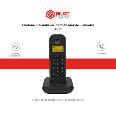 Teléfono Fijo Inalámbrico Select Sound 8033 con Manos Libres e Identificador de Llamadas Para Oficina Escritorio Despertador - Selectsound.com.mx