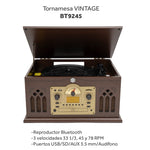 Cargue la imagen en el visor de la galería, Tornamesa Bluetooth Nostálgico BT9245 con USB, Radio AM/FM, Grabación Digital y 3 Velocidades - Selectsound.com.mx
