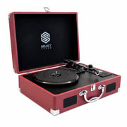 Tornamesa BT8001 Bluetooth Traveler de 3 Velocidades con Grabación USB y Radio FM Color Vino - Selectsound.com.mx