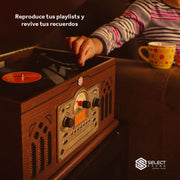 Tornamesa Retro Nostálgico Vintage Bluetooth Usb Mp3 Radio Am/Fm BT9245 - Selectsound.com.mx