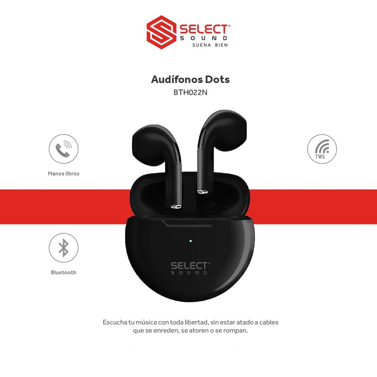 Audífonos Bluetooth Inalábricos Tws Dots Select Sound - Selectsound.com.mx