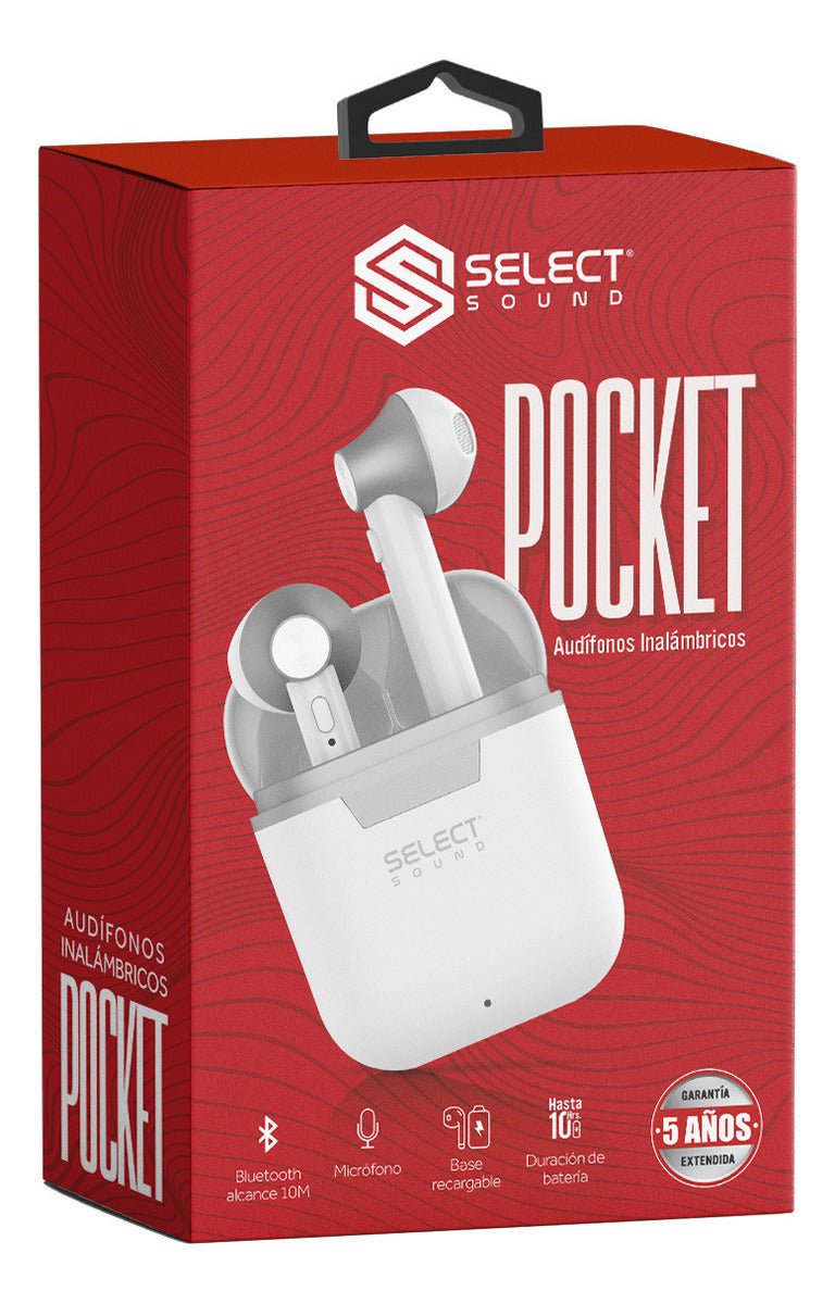 Audífonos Inalámbricos Select Sound Pocket Tws Blanco Negro - Selectsound.com.mx