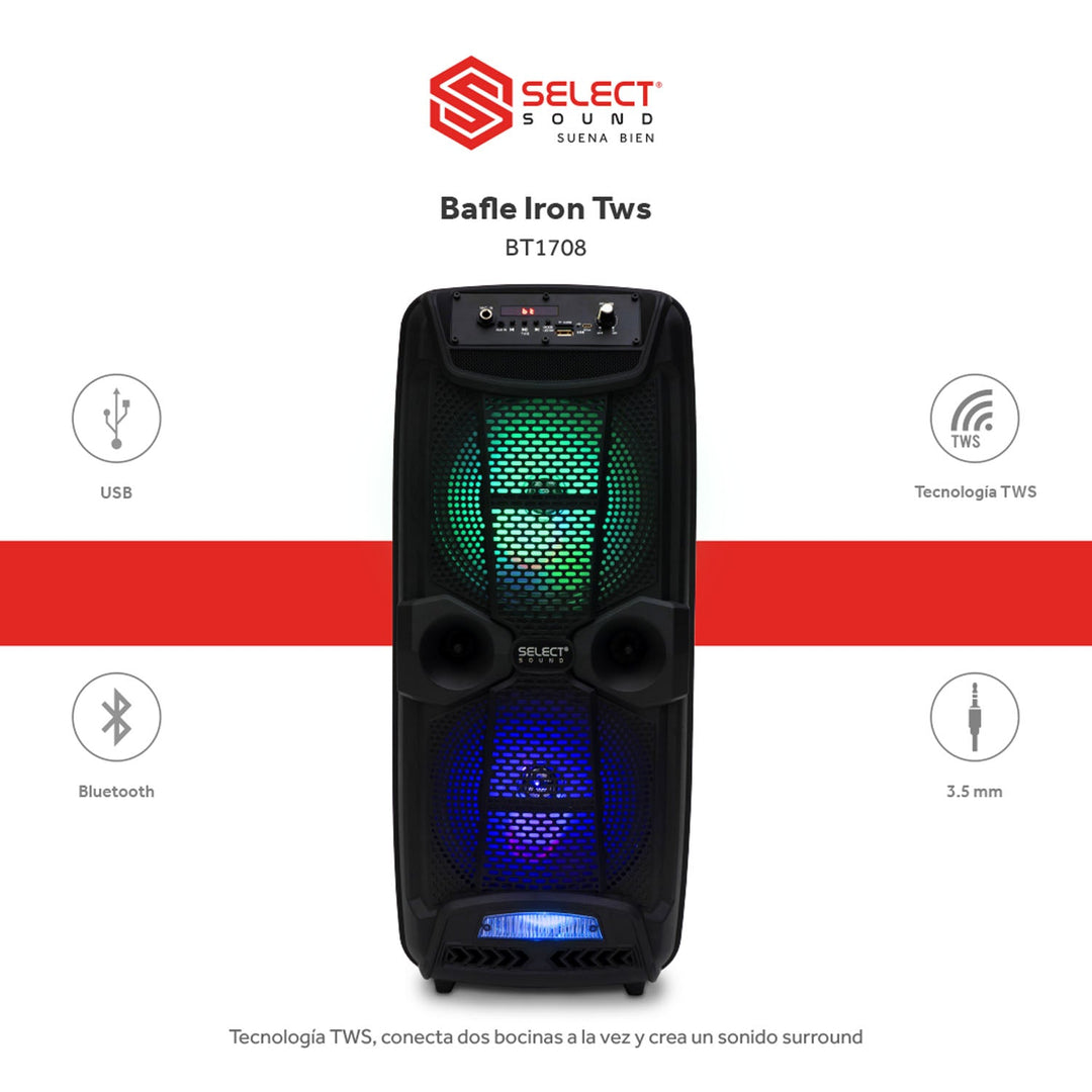 Bafle 2x8" Iron Tws Select Sound BT1708 - Selectsound.com.mx