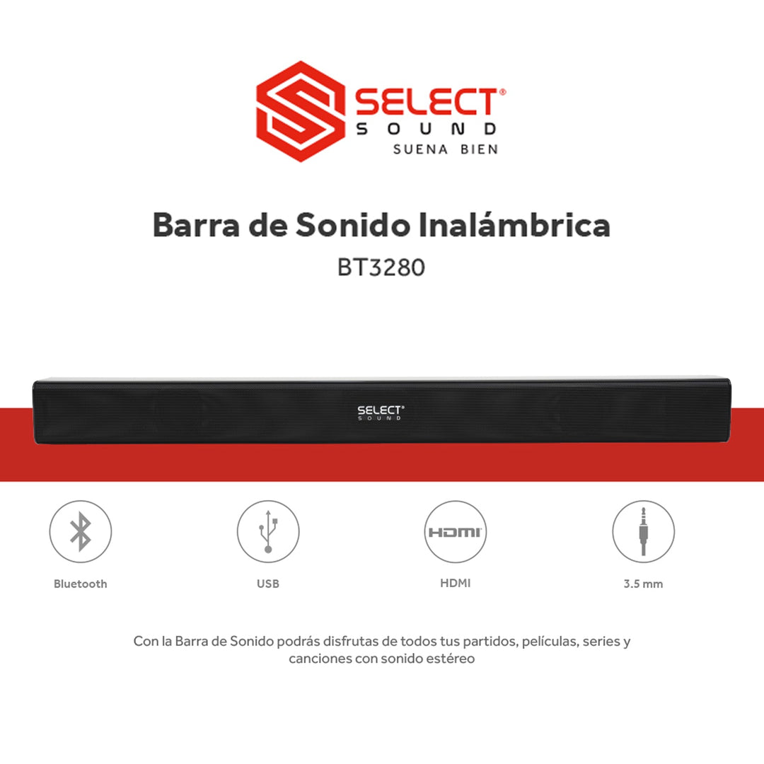 Barra de Sonido Inalámbrica Bluetooth BT3280 - Selectsound.com.mx