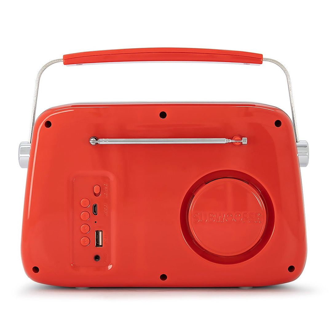 Radio portátil Bluetooth retro, reproductor de casete de radio y grabadora  con radio AM/SW/FM, sintonización analógica, entrada USB MicroSD AUX, rojo