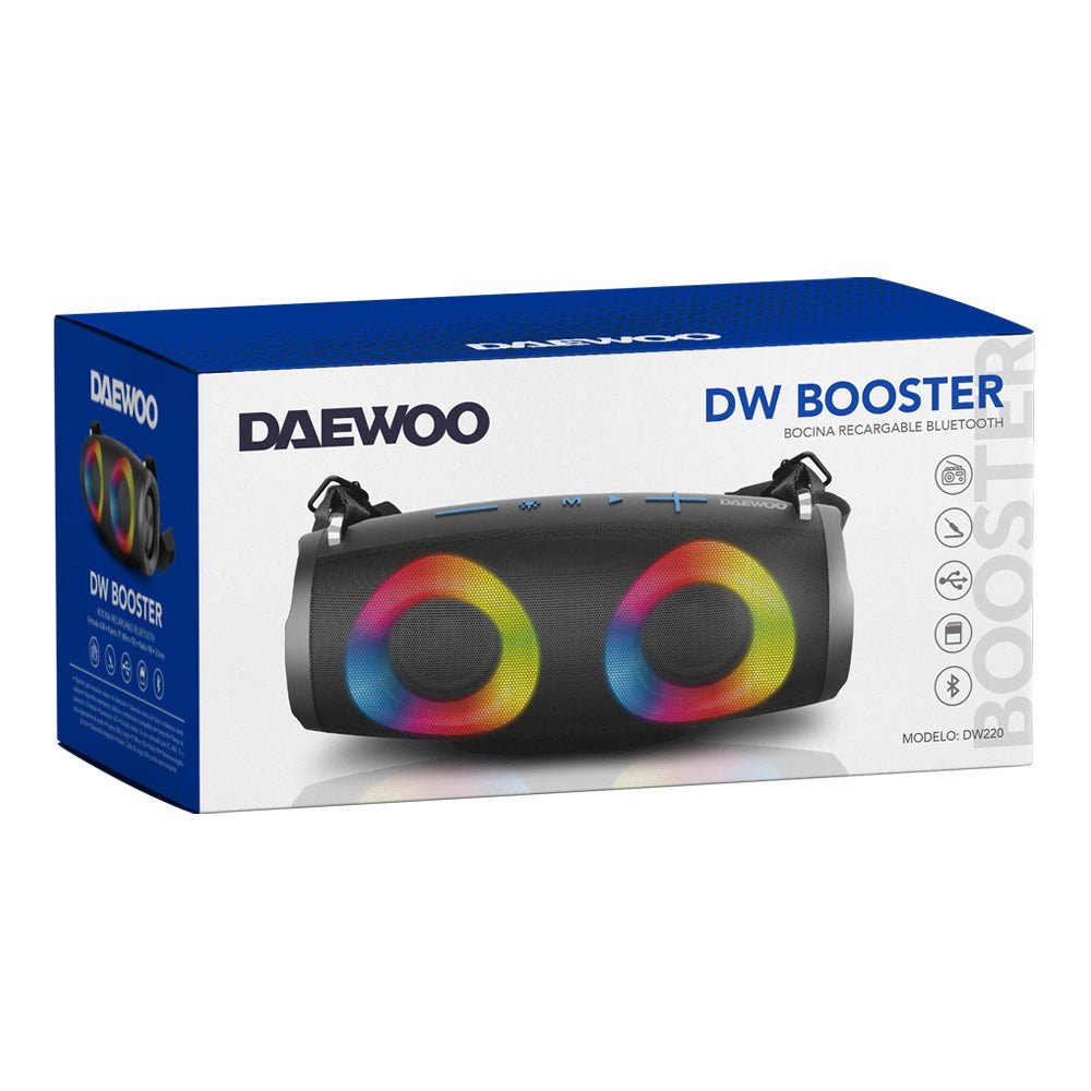Bocina Bluetooth Con Subwoofer Daewoo Booster Led Fm Usb Tf - Selectsound.com.mx