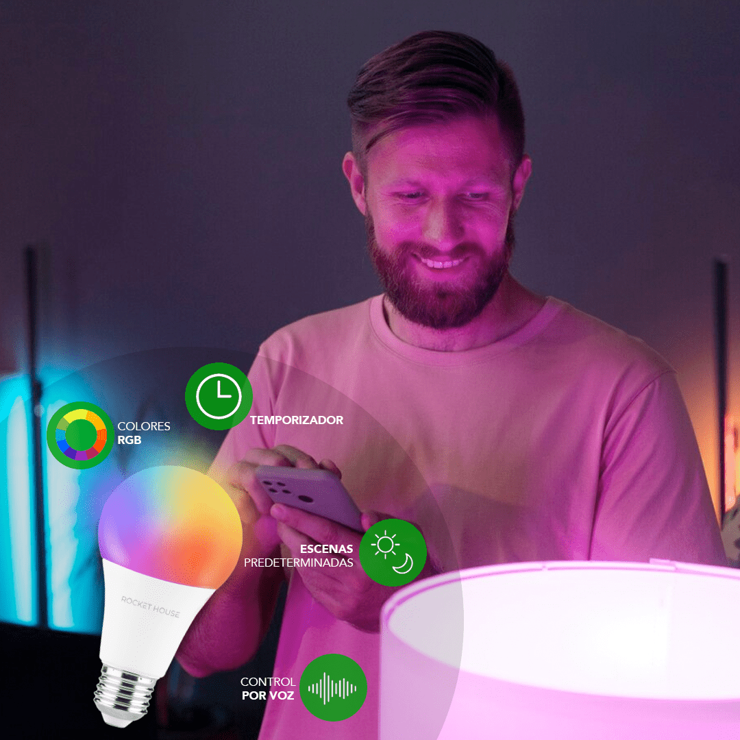 Foco Inteligente Led Rocket House Rainbow Rgb Wifi 11w 4 Pack - Selectsound.com.mx