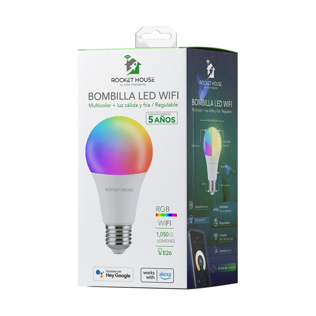 Foco Inteligente Led Rocket House Rainbow Rgb Wifi 11w - Selectsound.com.mx