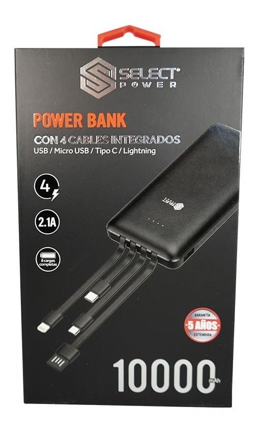 Power Bank Set 10,000 Mah Cables Incluidos Select Power - Selectsound.com.mx