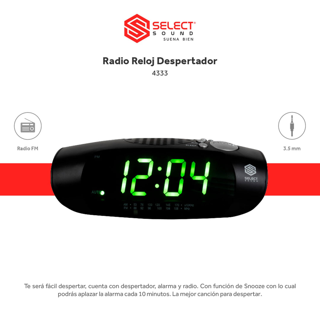 Radio Reloj Despertador Am/Fm Mp3 4333 - Selectsound.com.mx