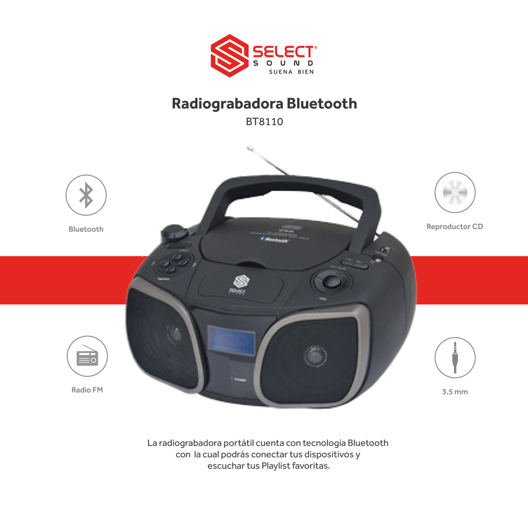 Radiograbadora Bluetooth BT8110 - Selectsound.com.mx