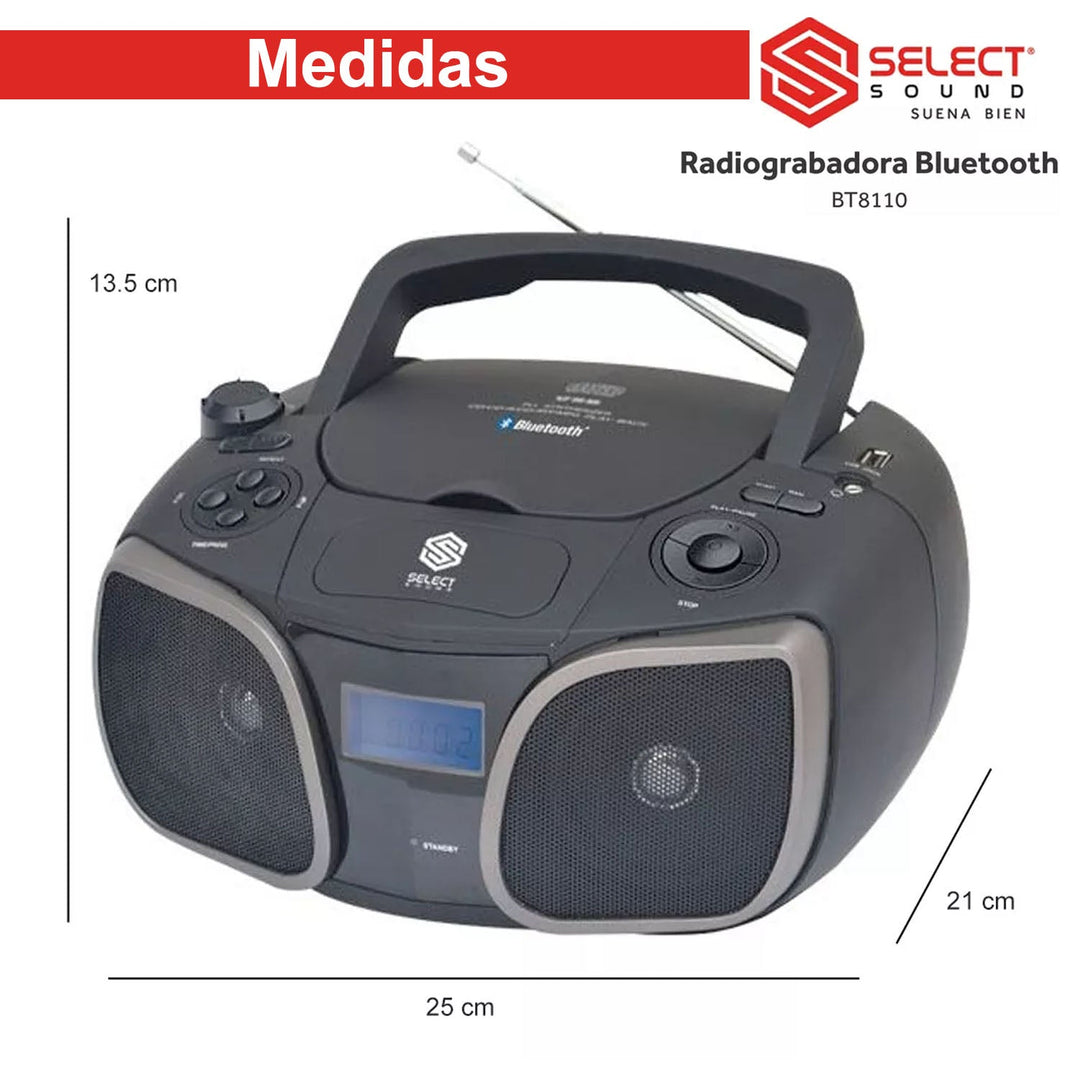 Radiograbadora Conexion Bluetooth Select Sound BT8110 - Selectsound.com.mx