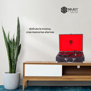 Tocadiscos De Vinilo Tornamesa Retro Portátil Bluetooth Recargable Radio Fm Select Sound BT8000 - Selectsound.com.mx