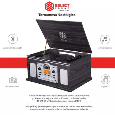 Tornamesa Nostálgico Vintage Retro Bt9200 - Selectsound.com.mx